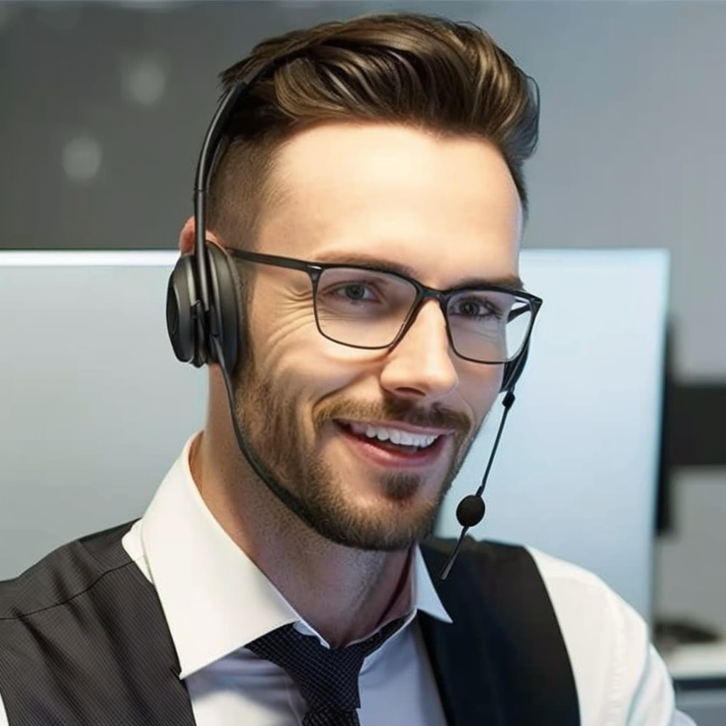 **employee wearing a headset** - Upscaled by (fast)