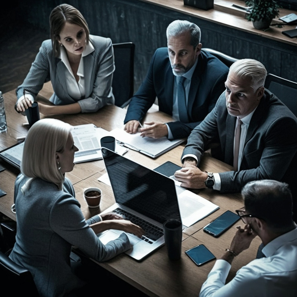 **group of employees in a meeting** - Upscaled by (fast)